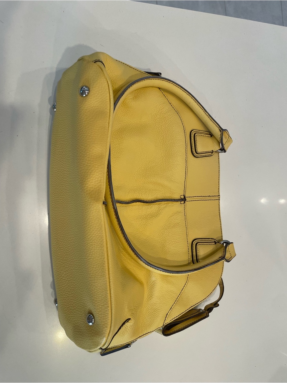 Tignanello Sunny Yellow Pebbled Leather Shoulder Bag